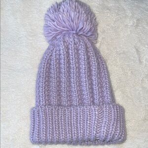 Cozy Lavender Knit Pom-Pom Beanie